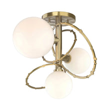 Load image into Gallery viewer, Olympus Semi Flush Ceiling Light in Modern Brass.
