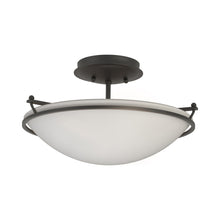 Load image into Gallery viewer, Plain Semi Flush Mount Ceiling Light in Black/Opal Glass (Small).
