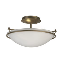 Load image into Gallery viewer, Plain Semi Flush Mount Ceiling Light in Soft Gold/Opal Glass (Small).
