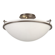 Load image into Gallery viewer, Plain Semi Flush Mount Ceiling Light in Bronze/Opal Glass (Large).
