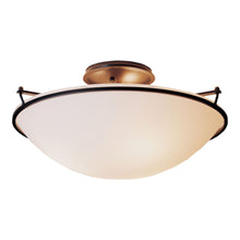 Load image into Gallery viewer, Plain Semi Flush Mount Ceiling Light in Dark Smoke/Opal Glass (Large).
