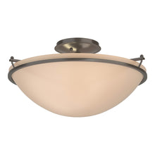 Load image into Gallery viewer, Plain Semi Flush Mount Ceiling Light in Dark Smoke/Sand Glass (Large).
