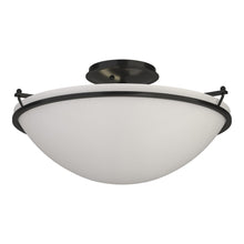 Load image into Gallery viewer, Plain Semi Flush Mount Ceiling Light in Black/Opal Glass (Large).
