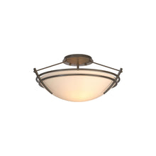Load image into Gallery viewer, Presidio Tryne Semi Flush Mount Ceiling Light in Dark Smoke/Opal Glass (7.7-Inch).
