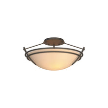 Load image into Gallery viewer, Presidio Tryne Semi Flush Mount Ceiling Light in Natural Iron/Sand Glass (7.7-Inch).
