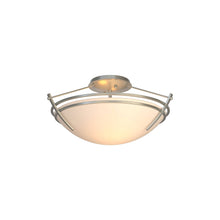 Load image into Gallery viewer, Presidio Tryne Semi Flush Mount Ceiling Light in Vintage Platinum/Opal Glass (7.7-Inch).
