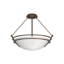Load image into Gallery viewer, Presidio Tryne Semi Flush Mount Ceiling Light in Bronze/Opal Glass (16.8-Inch).
