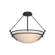 Load image into Gallery viewer, Presidio Tryne Semi Flush Mount Ceiling Light in Black/Opal Glass (16.8-Inch).
