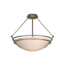 Load image into Gallery viewer, Presidio Tryne Semi Flush Mount Ceiling Light in Soft Gold/Sand Glass (16.8-Inch).
