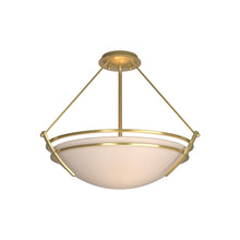 Load image into Gallery viewer, Presidio Tryne Semi Flush Mount Ceiling Light in Modern Brass/Sand Glass (16.8-Inch).
