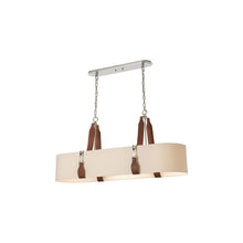 Load image into Gallery viewer, Saratoga Oval Pendant Light in Polished Nickel/Leather Chestnut/Natural Linen.
