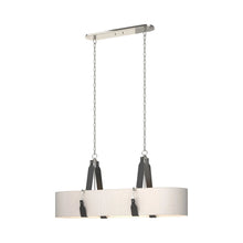 Load image into Gallery viewer, Saratoga Oval Pendant Light in Polished Nickel/Leather Black/Flax.
