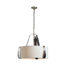 Load image into Gallery viewer, Saratoga Oval Pendant Light in Polished Nickel/Leather Black/Natural Anna (Small).
