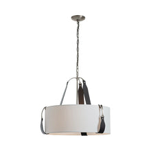 Load image into Gallery viewer, Saratoga Oval Pendant Light in Polished Nickel/Leather Black/Light Grey (Small).
