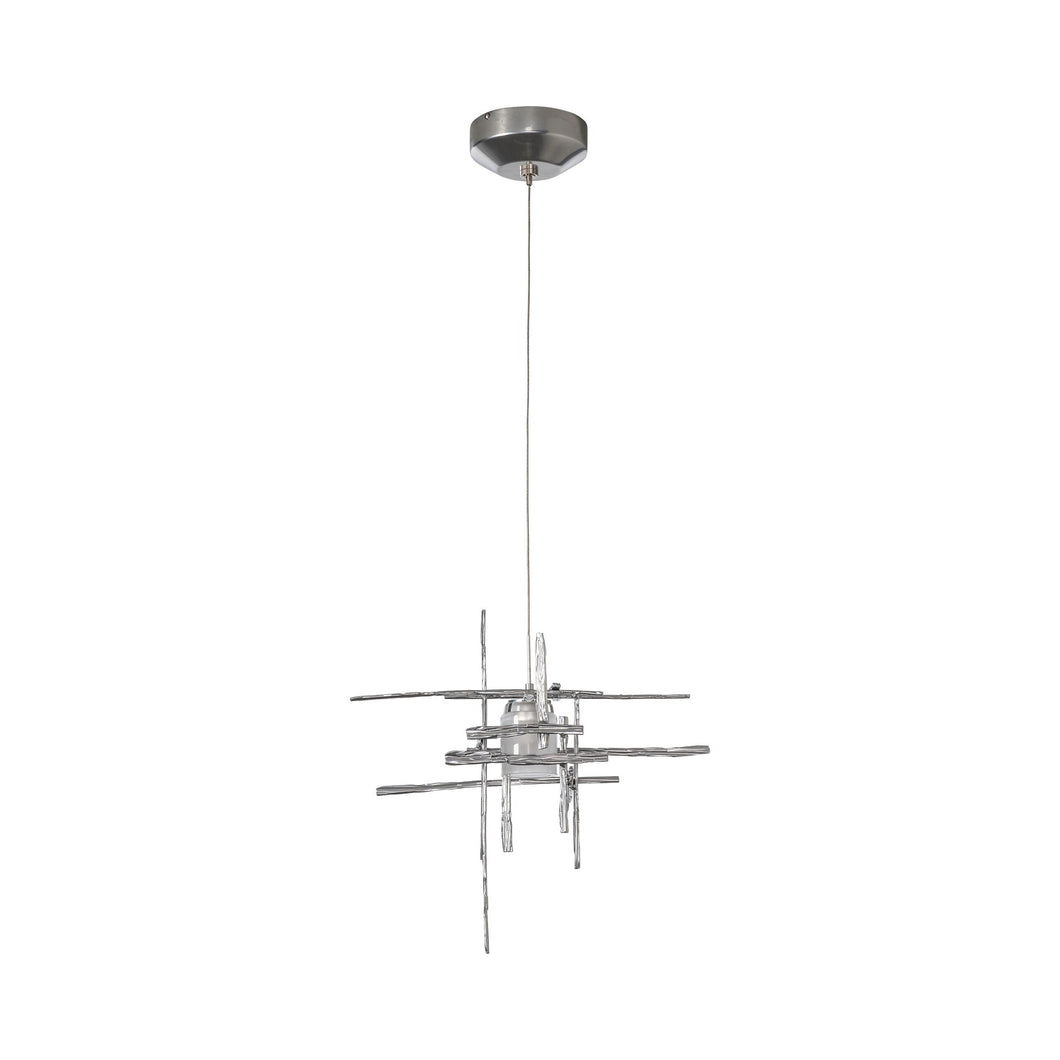 Tura Mini Pendant Light in Sterling/Frosted Glass.