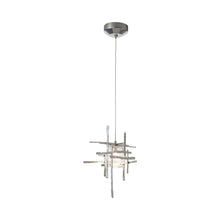 Load image into Gallery viewer, Tura Mini Pendant Light in Sterling/Seeded Clear Glass.
