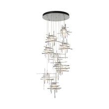 Load image into Gallery viewer, Tura Multi Light Pendant Light in Sterling/Seeded Clear Glass (Standard/9-Light).
