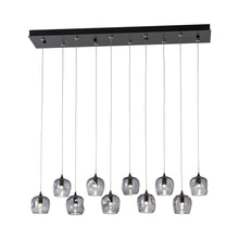 Load image into Gallery viewer, Ume LED Linear Pendant Light in Black/Cool Grey Glass.
