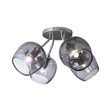 Load image into Gallery viewer, Ume Multi Light Semi Flush Ceiling Light in Sterling/Cool Grey Glass (4-Light).
