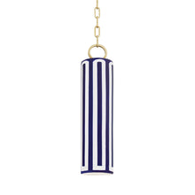 Load image into Gallery viewer, Brooklyn Pendant Light in Aged Brass/Blue Combo.
