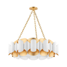 Load image into Gallery viewer, Banks Chandelier in Gold Leaf/White.

