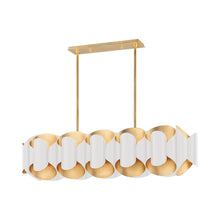 Load image into Gallery viewer, Banks Linear Pendant Light in Gold Leaf/White.
