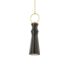 Load image into Gallery viewer, Borden Pendant Light in Aged Brass/Ceramic Gloss Mink.
