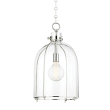 Load image into Gallery viewer, Eldridge Glass Pendant Light in Dome/Polished Nickel.
