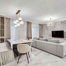 Load image into Gallery viewer, Hinsdale Linear Pendant Light in living room.
