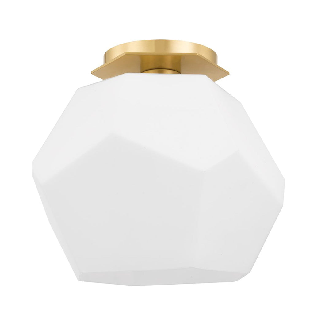Tring Flush Mount Ceiling Light in Aged Brass.