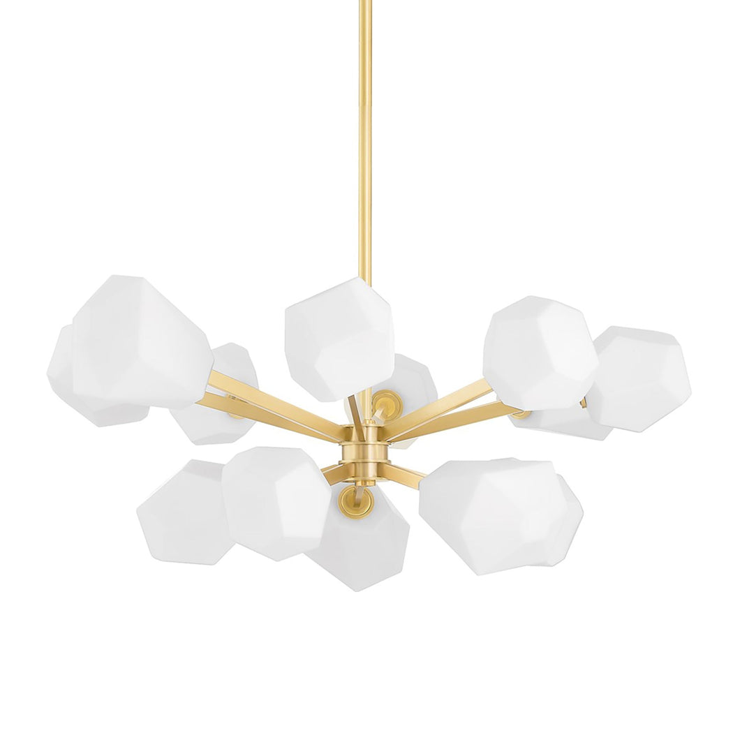 Tring LED Chandelier in Aged Brass.