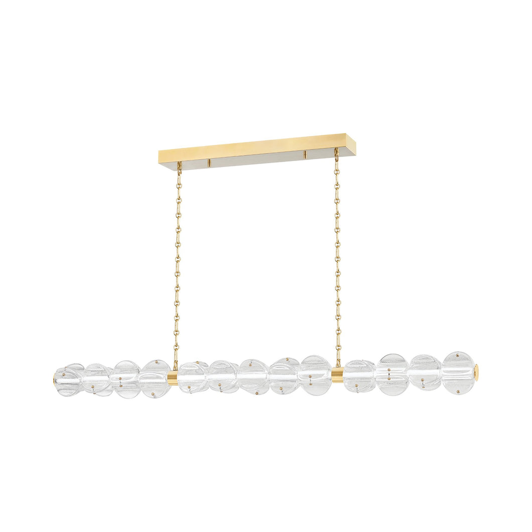 Lindley LED Linear Pendant Light in Aged Brass.