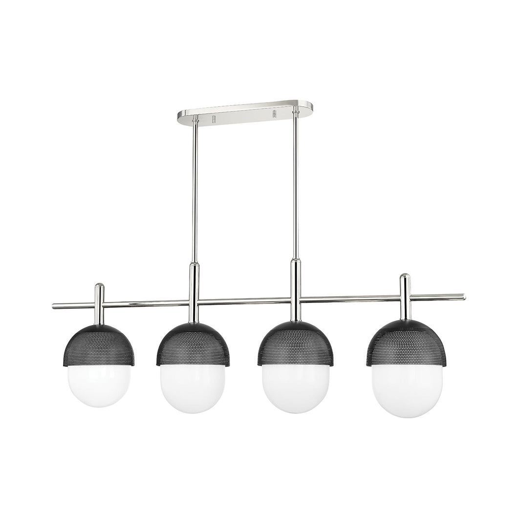 Nyack Linear Pendant Light in Polished Nickel/Black.