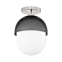 Load image into Gallery viewer, Nyack Semi Flush Mount Ceiling Light in Polished Nickel/Black.
