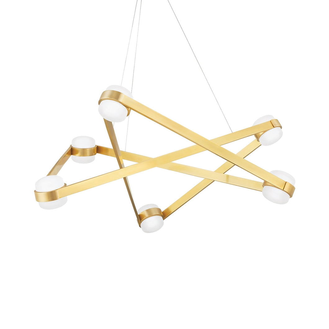 Orbit LED Chandelier in Aged Brass (6-Light).
