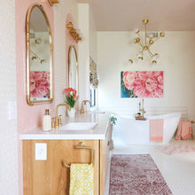 Load image into Gallery viewer, Saratoga LED Chandelier in bathroom.
