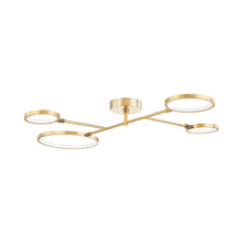 Load image into Gallery viewer, Saturn LED Flush Mount Ceiling Light in Aged Brass.
