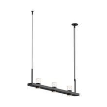 Load image into Gallery viewer, Intervals® LED Linear Suspension Light in Satin Black/3-Light/Clear with Cone.
