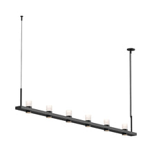 Load image into Gallery viewer, Intervals® LED Linear Suspension Light in Satin Black/6-Light/Etched Cylinder.
