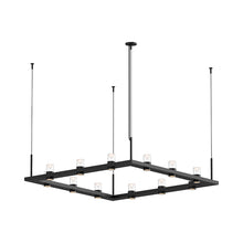 Load image into Gallery viewer, Intervals® Square LED Suspension Light in Satin Black/Clear with Cone.
