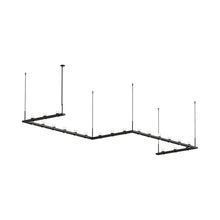 Load image into Gallery viewer, Intervals® Zig-Zag LED Suspension Light in Satin Black/Etched Cylinder.

