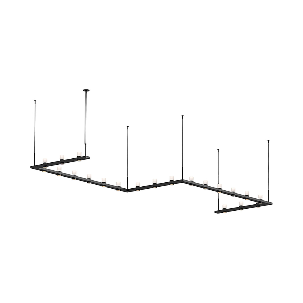 Intervals® Zig-Zag LED Suspension Light in Satin Black/Etched Cylinder.