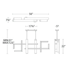 Load image into Gallery viewer, Jackal Linear LED Pendant Light- line drawing.
