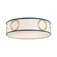 Load image into Gallery viewer, Jade Flush Mount Ceiling Light in Gold Leaf / Navy.

