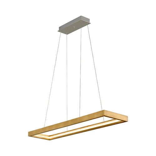 Jasmine LED Pendant Light in Gold Leaf/Rectangle.