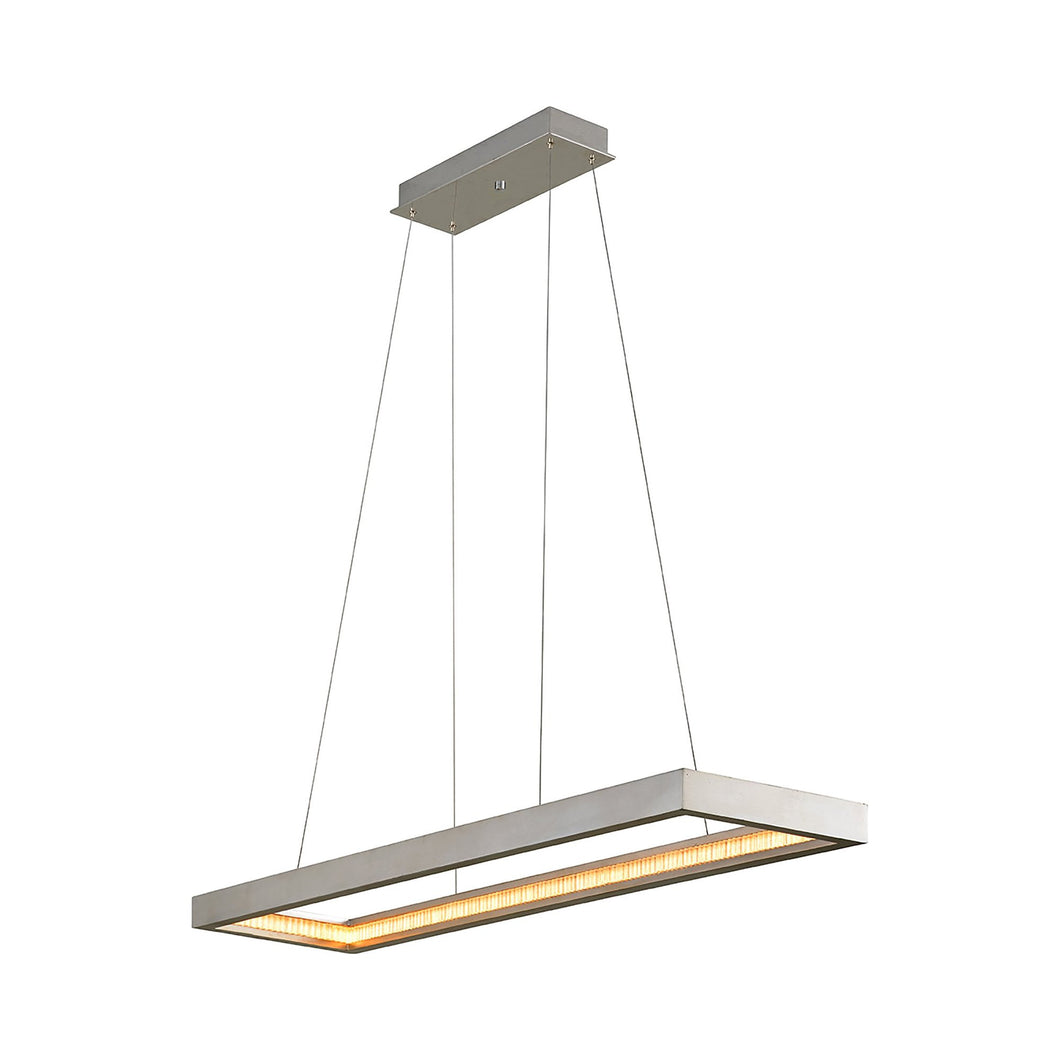 Jasmine LED Pendant Light in Silver Leaf/Rectangle.
