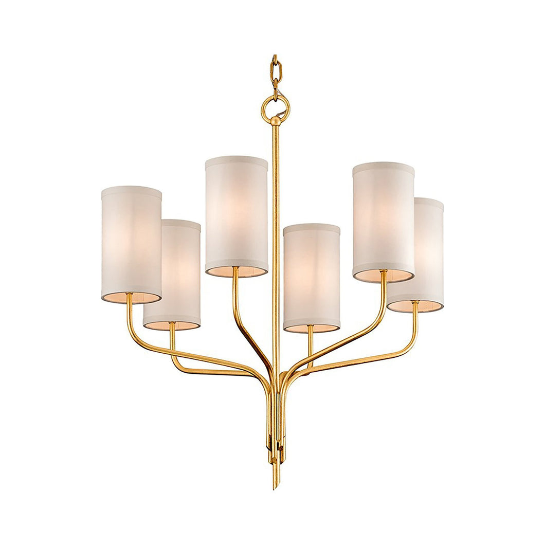 Juniper Chandelier in Textured Gold Leaf (6-Light).