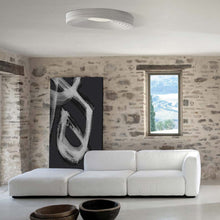 Load image into Gallery viewer, R.O.M.A LED Semi Flush Mount Ceiling Light in living room.
