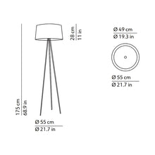 Load image into Gallery viewer, Tripod Floor Lamp - line drawing.
