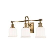 Load image into Gallery viewer, Keswick Vanity Light in 3-Light/Aged Brass.
